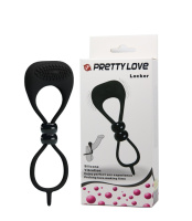 Кольцо на член и мошонку двойное утягивающее Locker, с вибрацией от sex shop Hustler