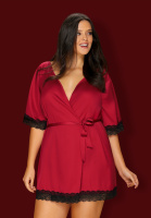 Шелковый халатик с кружевом Sensuelia (красный) от sex shop Hustler