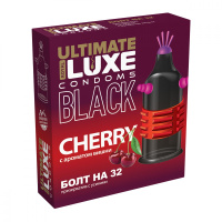 Презерватив черный с рельефом Luxe ULTIMATE Болт на 32 (вишня) от sex shop Hustler