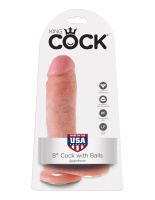 Фаллоимитатор с мошонкой 8 дюймов на присоске из коллекции King Cock от sex shop Hustler