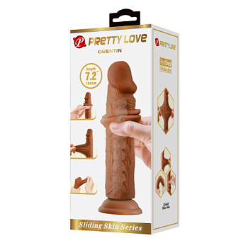 Фаллоимитатор со скользящей кожей и хребтом Quentin, 18,4 см от sex shop Hustler