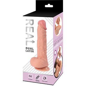 Искусственный фаллос REAL Dual Layer (длина 23 см, толщина 4 см) от sex shop Hustler