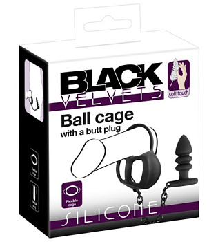 Втулка анальная с кольцом для пениса и клеткой для мошонки от sex shop Hustler