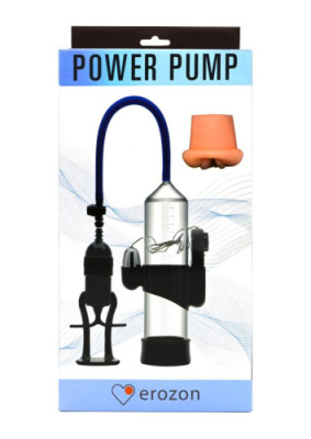 Помпа с вибрацией Erozon Penis Pump + 2 насадки от sex shop Hustler