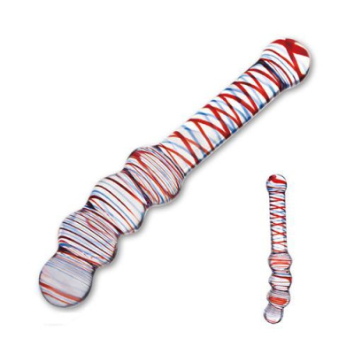 Двухсторонний фаллос с полосами Crystal Climax от sex shop Hustler