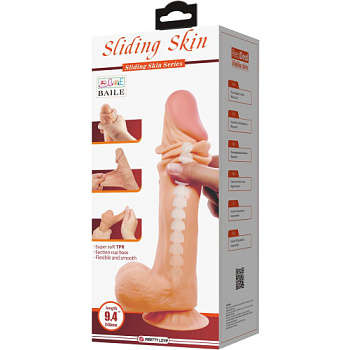Фаллоимитатор со скользящей кожей и хребтом Sliding Skin, 24 см от sex shop Hustler