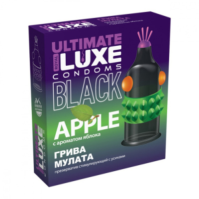 Презерватив черный с рельефом Luxe ULTIMATE Грива мулата (яблоко) от sex shop Hustler