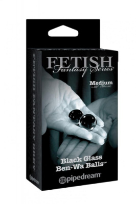 Вагинальные шарики Medium Black Glass Ben-Wa Balls (из стекла) от sex shop Hustler