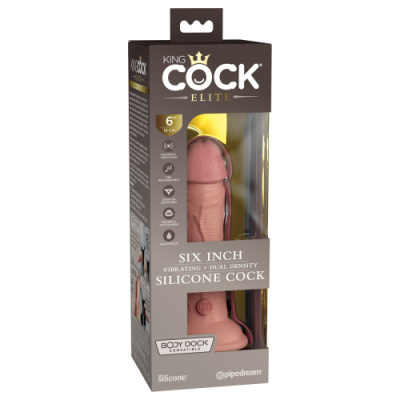 King Cock Elite – фаллоимитатор с вибрацией, 6 дюймов (10 режимов, перезаряжаемый) от sex shop Hustler
