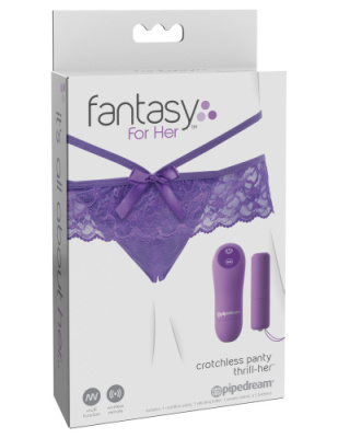 Трусики с вибратором открытые Crotchless Panty Thrill-Her (20 режимов, пульт ДУ) от sex shop Hustler