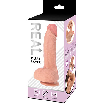Искусственный фаллос REAL Dual Layer (длина 21,5 см, толщина 4,6 см) от sex shop Hustler