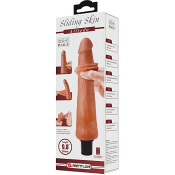 Вибратор с эффектом скользящей кожи Alfredo 9,8 дюймов от sex shop Hustler