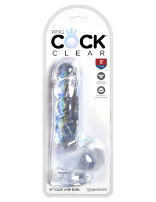 Прозрачный фаллоимитатор на присоске King Cock Clear 6 дюймов от sex shop Hustler