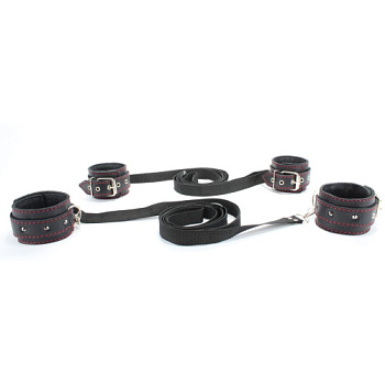 Набор БДСМ: наручники, наножники и ремни для фиксации от sex shop Hustler