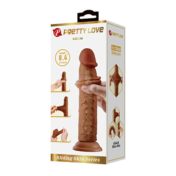 Фаллоимитатор со скользящей кожей и хребтом Keon, 21,4 см от sex shop Hustler