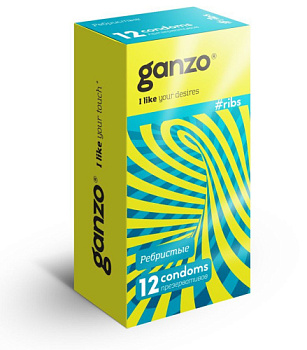 Ребристые презервативы Ganzo Ribs от sex shop Hustler