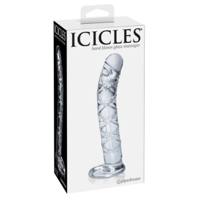 Стеклянный фаллос с изгибом Icicles № 60 от sex shop Hustler