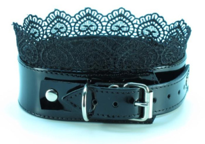 Изящный ошейник BDSM Light с кружевом от sex shop Hustler