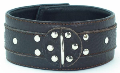 Кожанный ошейник (коричневый) от sex shop Hustler