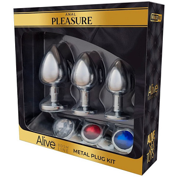 Анальные пробки металлические набор Alive, 3 шт. от sex shop Hustler