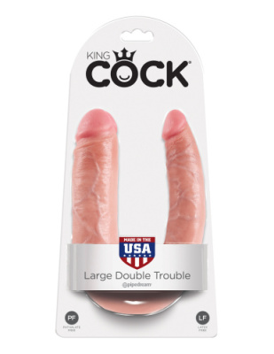 Большой фаллоимитатор двухсторонний U-Shaped из коллекции King Cock от sex shop Hustler
