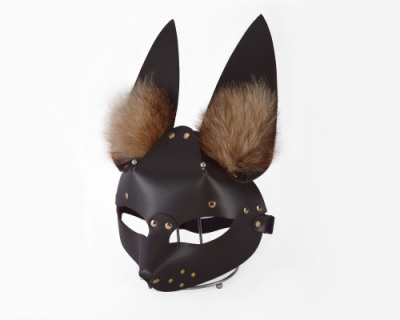 Маска Зайки кожаная с натуральным мехом от sex shop Hustler