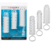 Набор из трех рельефных насадок на пенис Extension set от sex shop Hustler